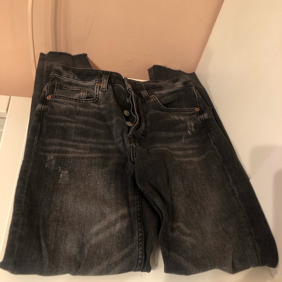 ALL SAINTS Skinny Leg Ankle Length High Waist Faded Black Jean Stretch Denim 26W - Picture 3 of 7